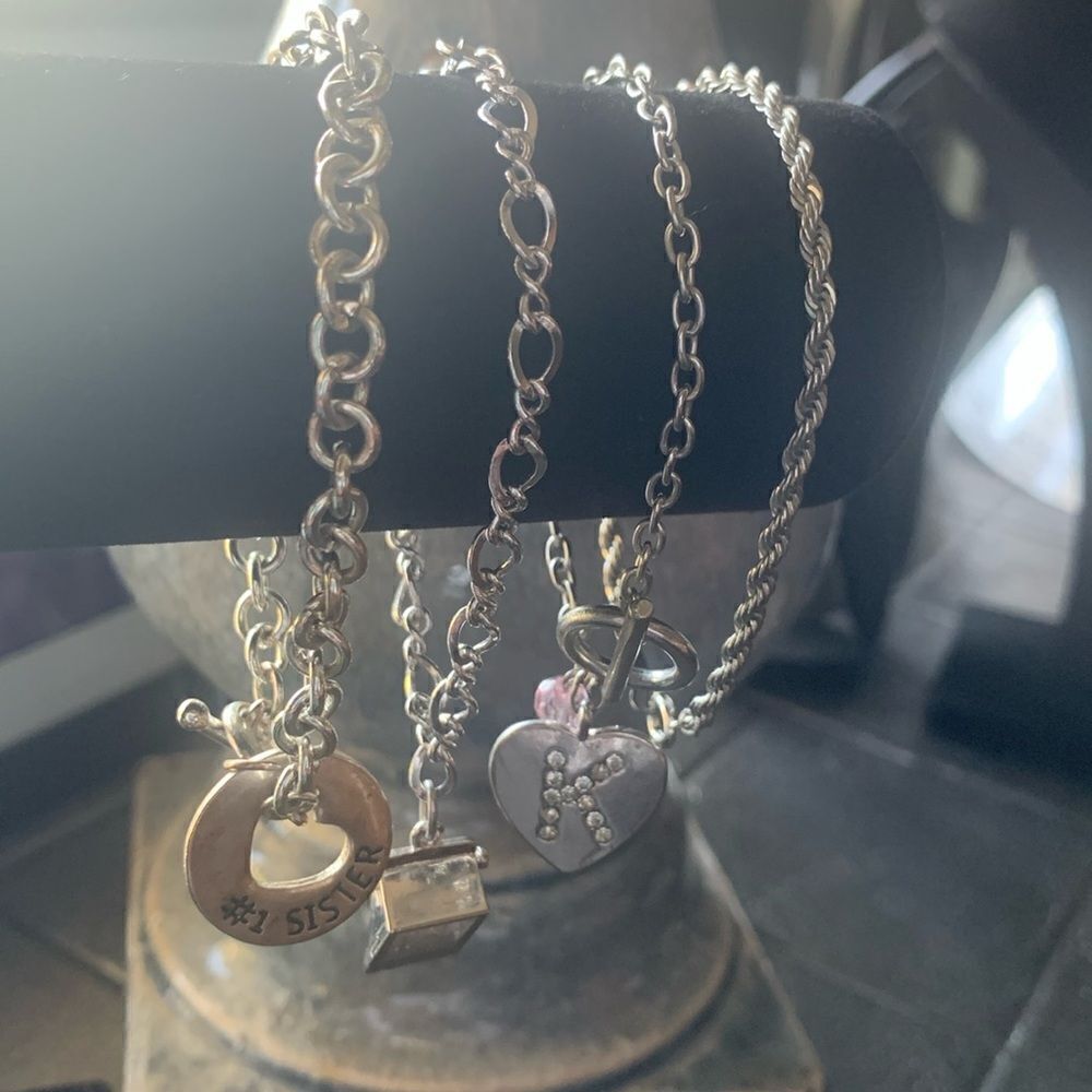 Vintage Charmed Bracelets - SET of 4, in Silver tone, Unmarked